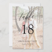 Carte Mariage photo de calligraphie délicate Numéro de t (Devant)