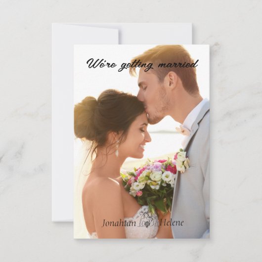 Carte Mariage photo de script moderne simple (Devant)