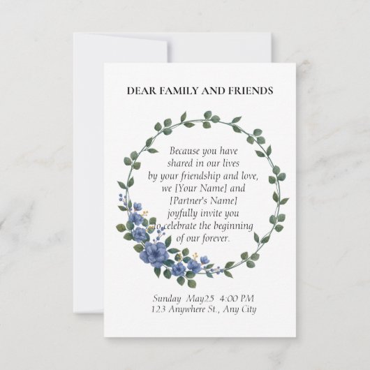 Carte Mariage photo de script moderne simple (Dos)