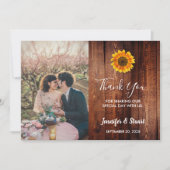 Carte Mariage photo de tournesol rustique (Devant)