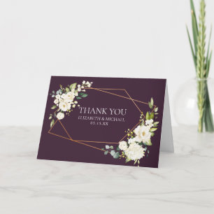 Carte Mariage photo en cuivre géométrique Plum blanc