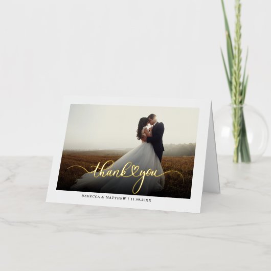 Carte Mariage photo Gold Merci (Recto)