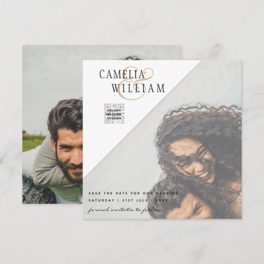 Carte Mariage PHOTO LeahG CODE QR RSVP SAVE DATE INVITAT (Devant / Derrière)