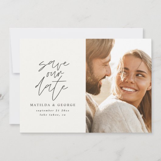 Carte Mariage photo minimal de script moderne (Devant)