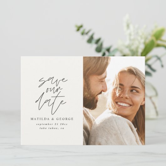 Carte Mariage photo minimal de script moderne (Debout devant)