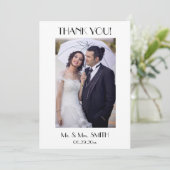 Carte Mariage photo minimaliste en Merci blanc Déc (Debout devant)