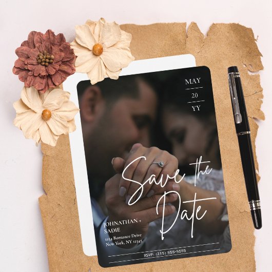 Carte Mariage photo moderne élégant Enregistrer la date