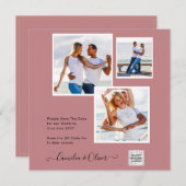 Carte Mariage PHOTO moderne Inviter QR CODE RSVP DustyRO (Devant / Derrière)