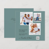 Carte Mariage PHOTO moderne Inviter QR CODE Rsvp Green (Devant / Derrière)