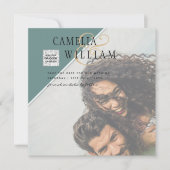 Carte Mariage PHOTO moderne Inviter QR CODE Rsvp Green (Devant)