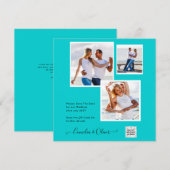 Carte Mariage PHOTO moderne Inviter QR CODE RSVP TURQUOI (Devant / Derrière)