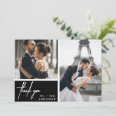 Carte Mariage photo noir moderne (Debout devant)