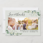 Carte Mariage photo Sage Green Eucalyptus Merci (Devant)