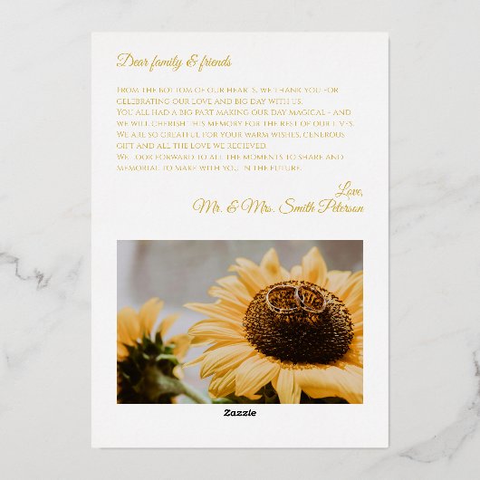 Carte mariage photo Script Merci (Verso)