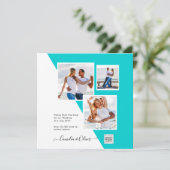 Carte Mariage photo turquoise Inviter QR Code Enregistre (Debout devant)
