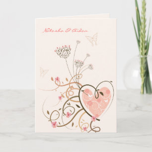 Carte Mariage Pink Sweet Heart & Butterfly Swirls