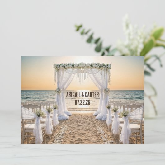 Carte Mariage plage Enregistrer la date (Debout devant)
