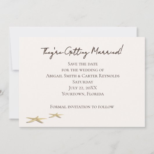 Carte Mariage plage Enregistrer la date (Dos)