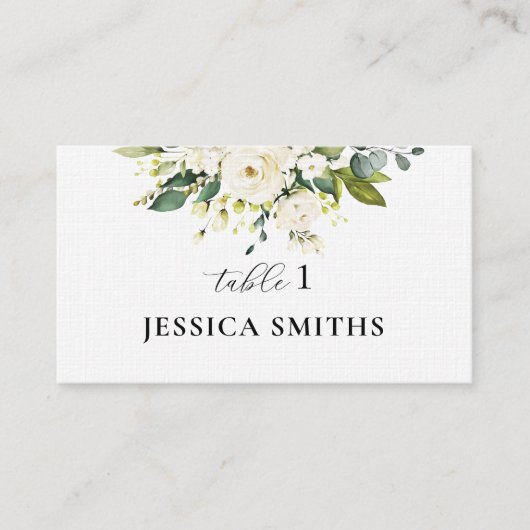 Carte Mariage plat Roses blanches (Devant)