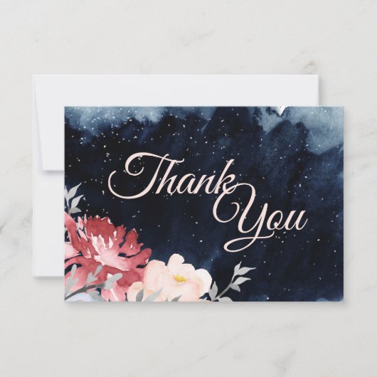 Carte Mariage plat Starry Night Floral Merci (Devant)