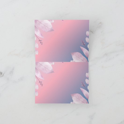 carte mariage pliée en fleurs de cerisier pastel (Intérieur)