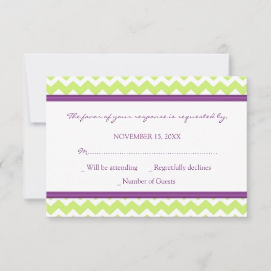 Carte Mariage Plum Green Chevron RSVP (Devant)