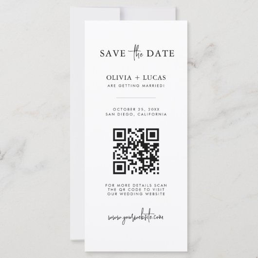 Carte Mariage QR Code De La Bande Photo Moderne Enregis (Dos)