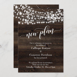 Carte Mariage reportée bois & feux