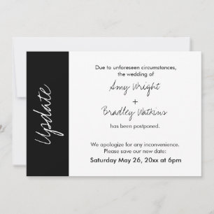 Carte Mariage reportée de mise à jour en bloc blan