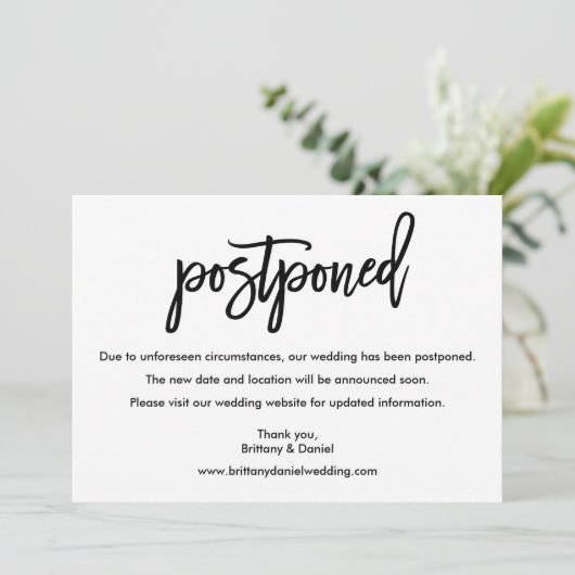 Carte Mariage reportée du script de brosse moderne (Debout devant)