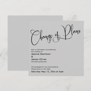 Carte Mariage reportée gris clair Changement de pl
