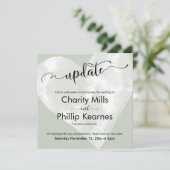 Carte Mariage reportée Heart on Sage Green Update (Debout devant)