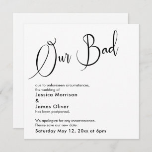 Carte Mariage Reportée Humoristique Et Élégante "O