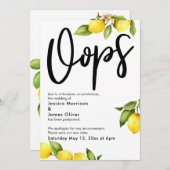 Carte Mariage reportée Oops Watercolor Lemons (Devant / Derrière)