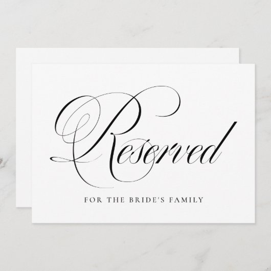 Carte Mariage réservé à Black Flourish Script (Devant / Derrière)