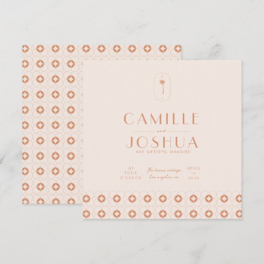 Carte Mariage rétro à Palm Spring (Devant / Derrière)