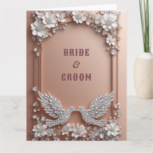 Carte Mariage Romantique Colombes Or Rose