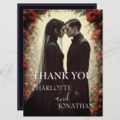 Carte Mariage romantique en Elégance noire (Devant / Derrière)