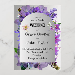 Carte mariage romantique violet