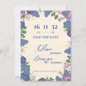 Carte Mariage romantique violet bleu floral Enregistrer (Devant)