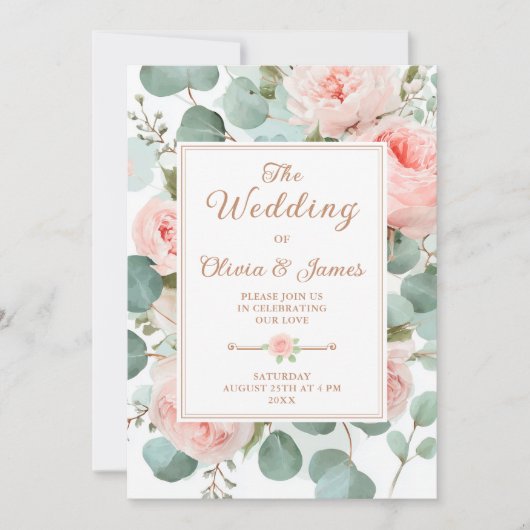 Carte mariage rose (Devant)
