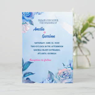 Carte Mariage rose bleu