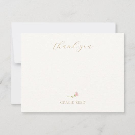 Carte Mariage Rose chic Blush Merci manuscrit (Devant)