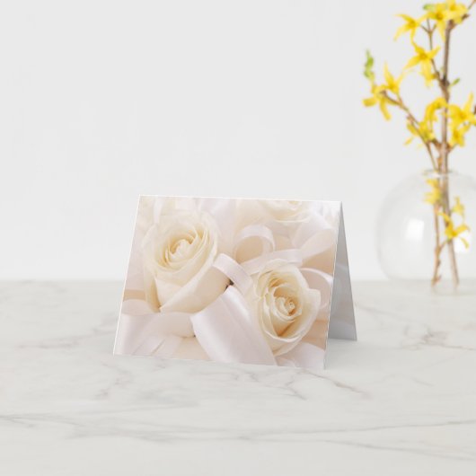 Carte Mariage rose crème blanche (Fleur jaune)