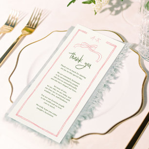 Carte Mariage rose et rouge couleur Merci Place