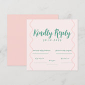 Carte Mariage rose et vert ondulé (Devant / Derrière)