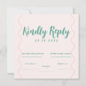 Carte Mariage rose et vert ondulé (Devant)