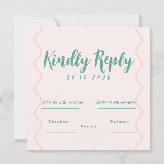 Carte Mariage rose et vert ondulé (Devant)