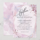 Carte MARIAGE | Rose Pink et Lilac Jaspé (Devant / Derrière)