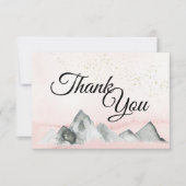 Carte Mariage Rose Sunrise Mountain Merci plat (Devant)